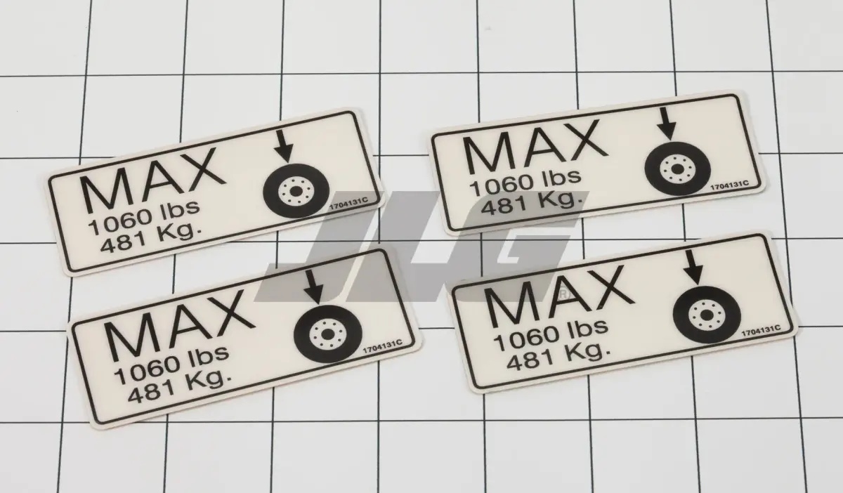 JLG Part # 2901699 | DECAL,MAX TIRE(D/C/E/L/A/B/J), EA