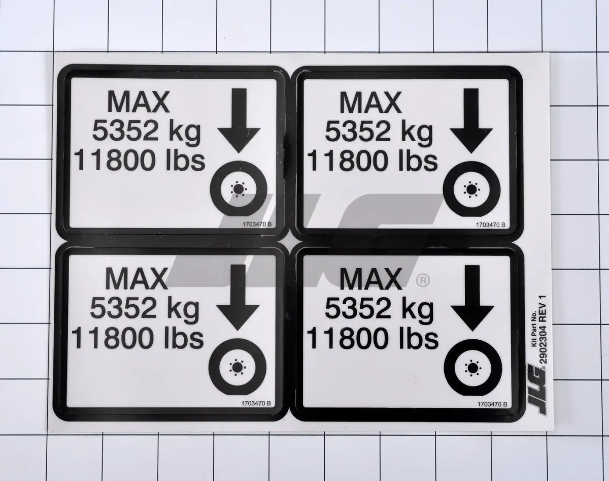 JLG Part # 2902304 | KIT, DECAL MAX TIRE LOAD, EA
