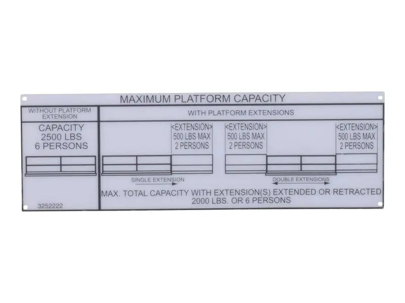 JLG Part # 3252222 | NAMEPLATE, CAP (DOM/CSA), EA