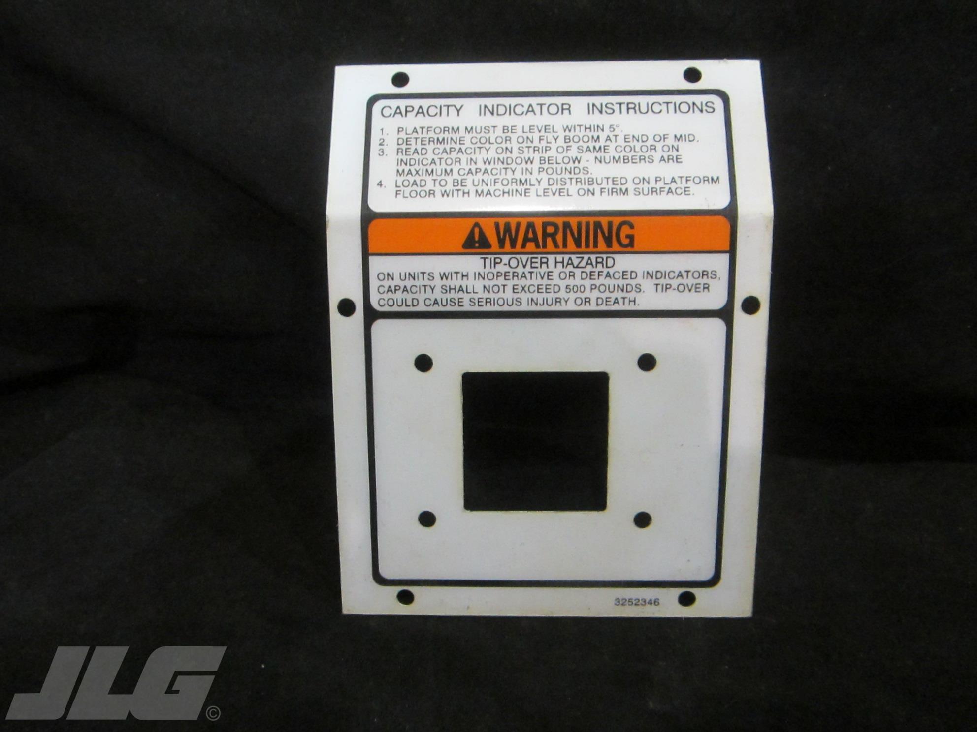 JLG Part # 3252346 - NAMEPLATE, (CAP IND), EA
