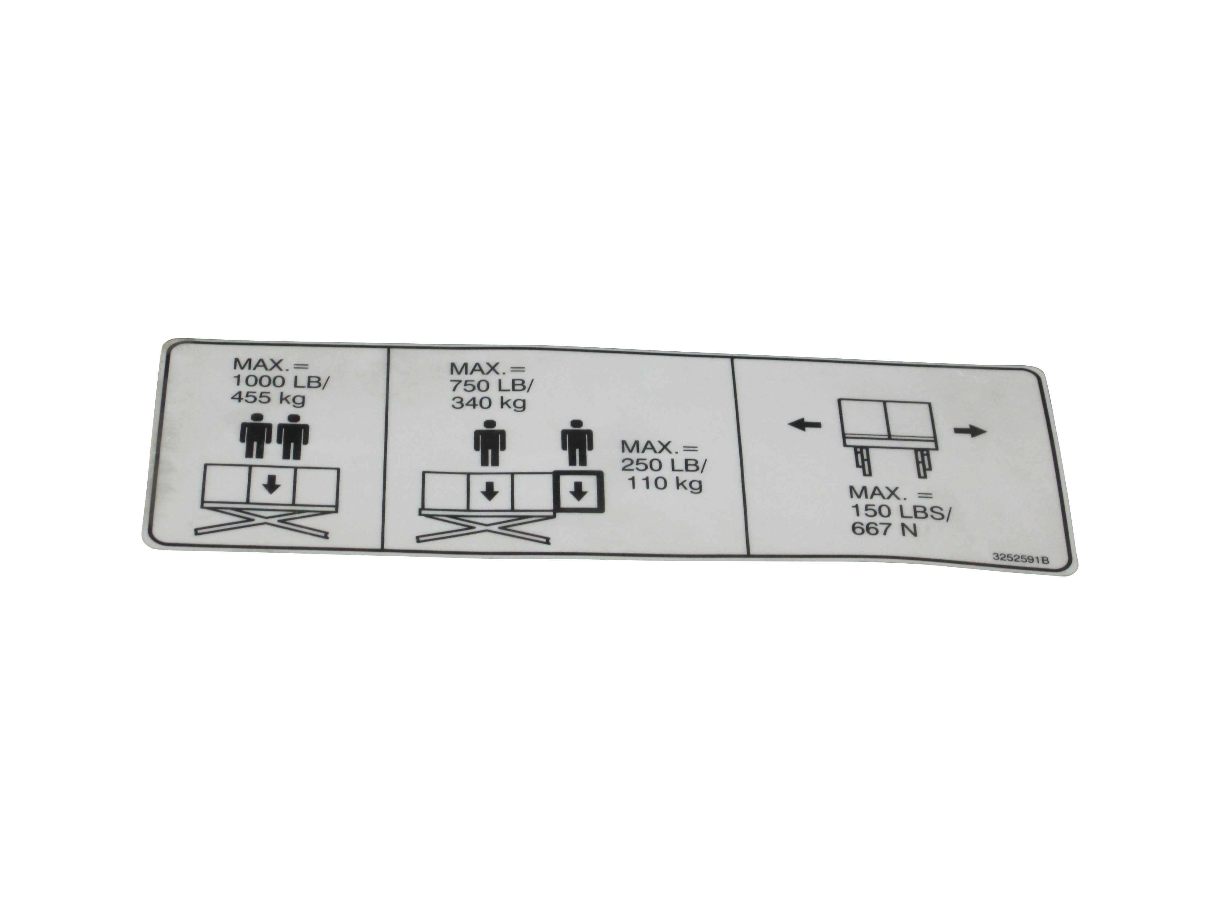 JLG Part # 3252591 | NAMEPLATE,CAPACITY (1000 LB), EA