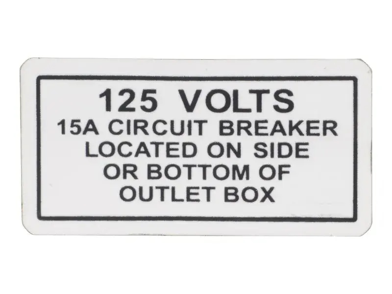 JLG Part # SN0070921 | SN-DECAL, 125 VOLTS, EA