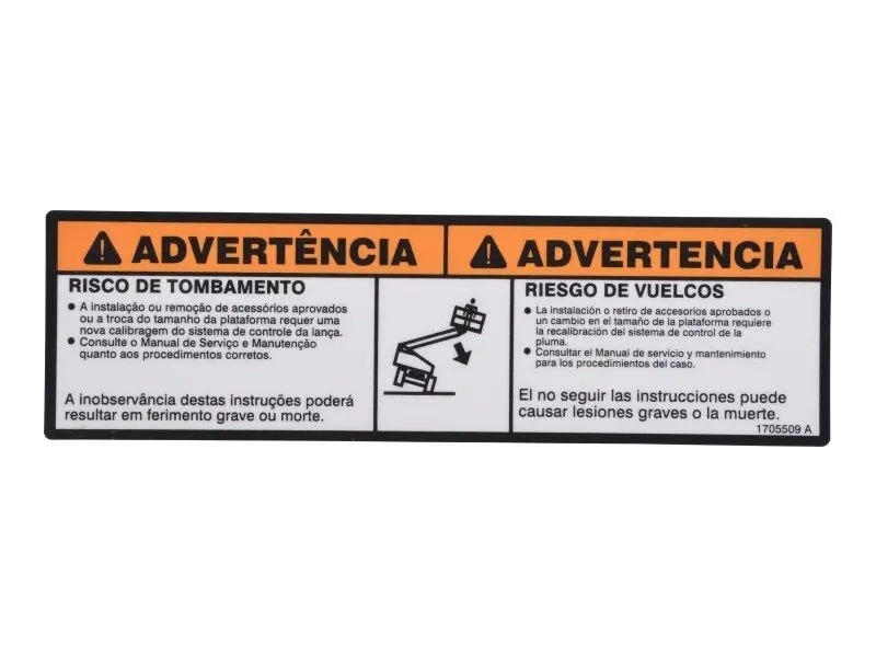 JLG Part # 1705509 | DECAL,TIP-OVER PLF (POR/SPA), EA
