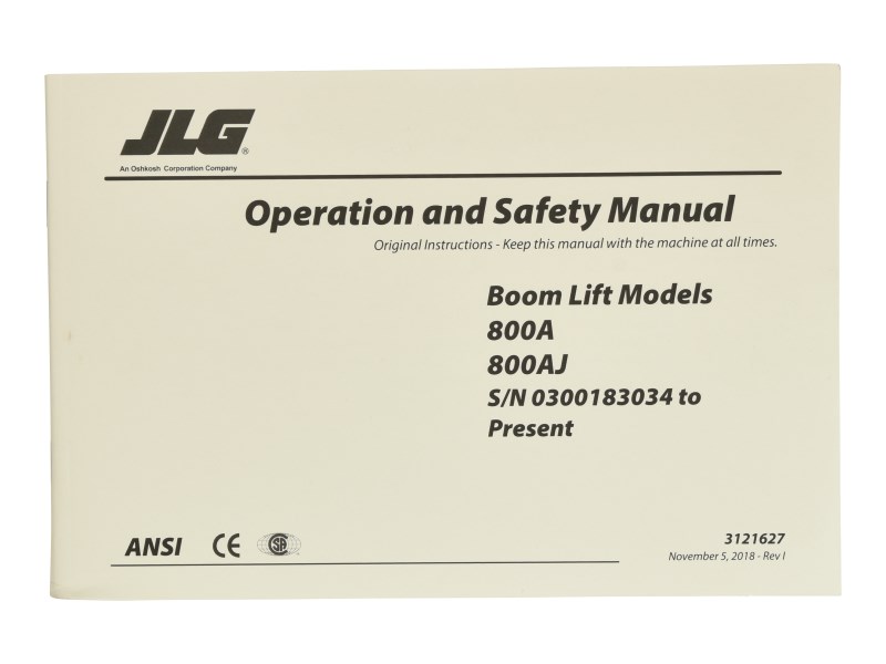 JLG Part # 3121627 | MANUAL, 800A OPERATOR/SAFETY, EA