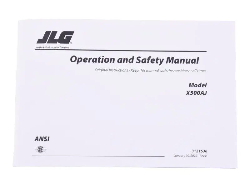 JLG Part # 3121636 | MNL, GLOBAL X500AJ OPER/SAFETY, EA