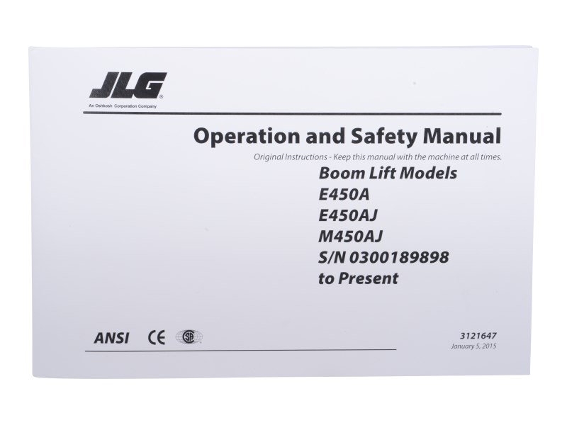 JLG Part # 3121647 | E/M450 GBL OPER S/N189898-PRES, EA
