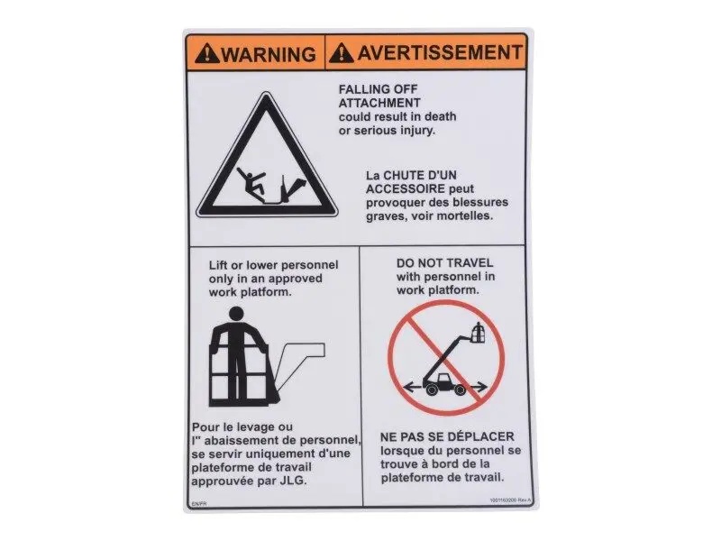 JLG Part # 1001163206 | DECAL,DECAL, CARRY PERSONNEL, EA