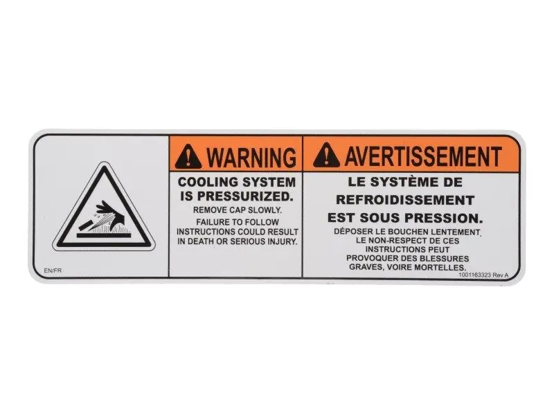 JLG Part # 1001163323 | DECAL,WARNING HOT FLUID (CAN), EA