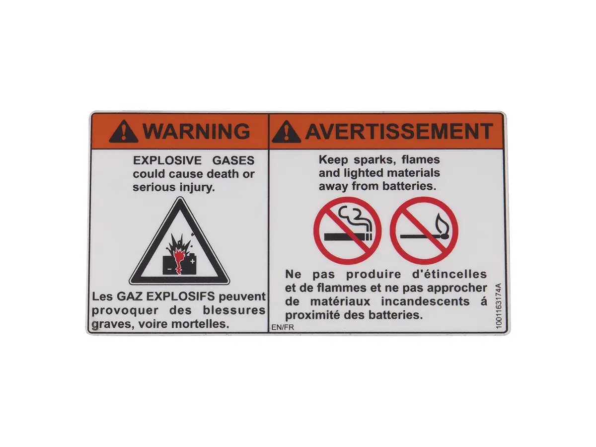 JLG Part # 1001163174 | DECAL,BATTERY WARNING (CAN), EA