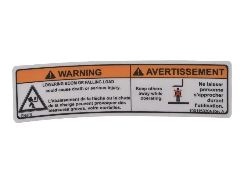 JLG Part # 1001163304 | DECAL,WARNING CRUSHING HAZARD, EA
