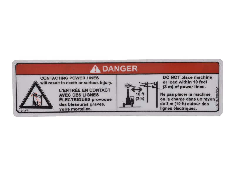 JLG Part # 1001163210 | DECAL,ELECTROCUTION HAZARD, EA