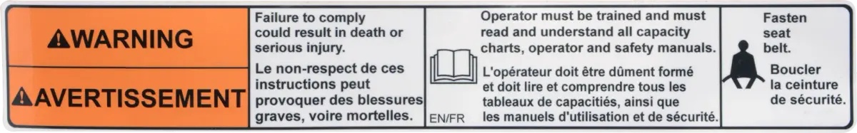 JLG Part # 1001163273 | DECAL,READ MANUAL (CAN), EA