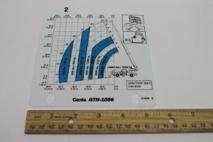 Genie Lift Part # 215625GT - LOAD CHART, GTH-1056, 1-2, EA