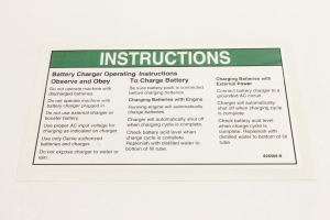 Genie Lift Part # 826569GT - DECAL,INSTRUCTIONS-CHARGER OP, EA