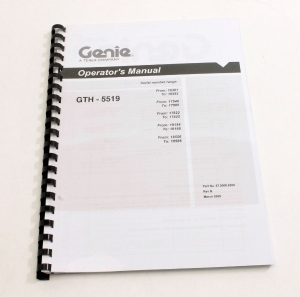 Genie Lift Part # 57.0008.6200GT - OPERATOR HANDBOOK GTH-5519, EA