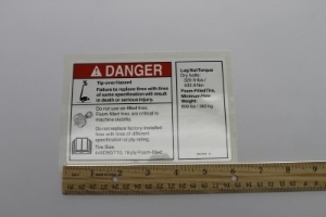 Genie Lift Part # 1261816GT - DECAL,DANGER/NOTICE,TIRESPECS,S120/125,Z135, EA