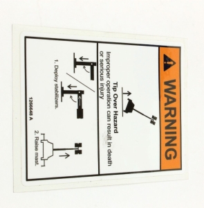 Genie Lift Part # 1266648GT - DECAL,WARNING TIP-OVER HAZ, EA
