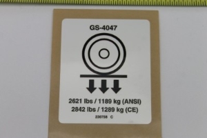 Genie Lift Part # 230758GT - DECAL,LABEL,WHEEL LOAD,GS-4047, EA