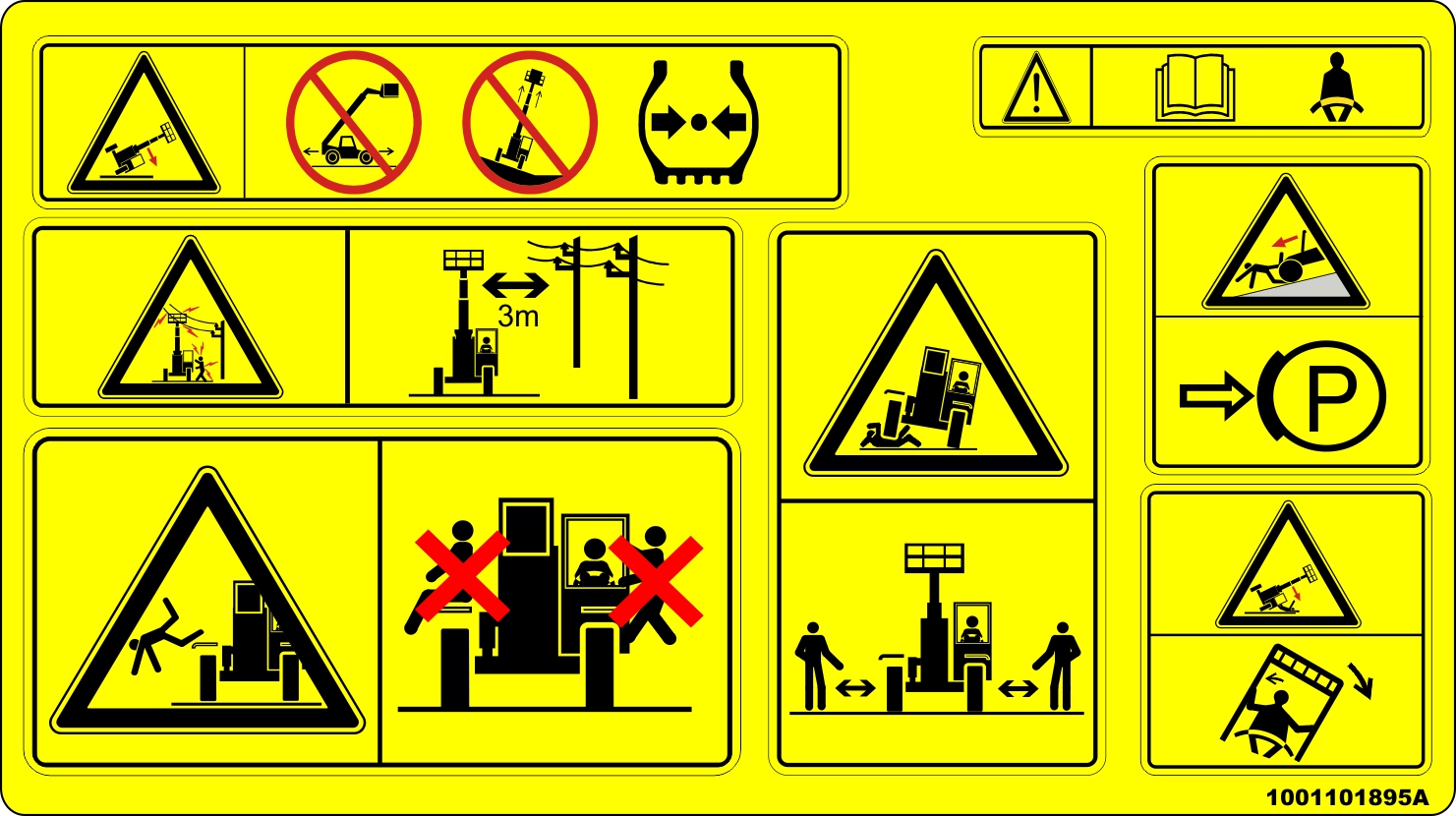 JLG Part # 1001101895 | DECAL,DECAL, WARNING - CAB, EA