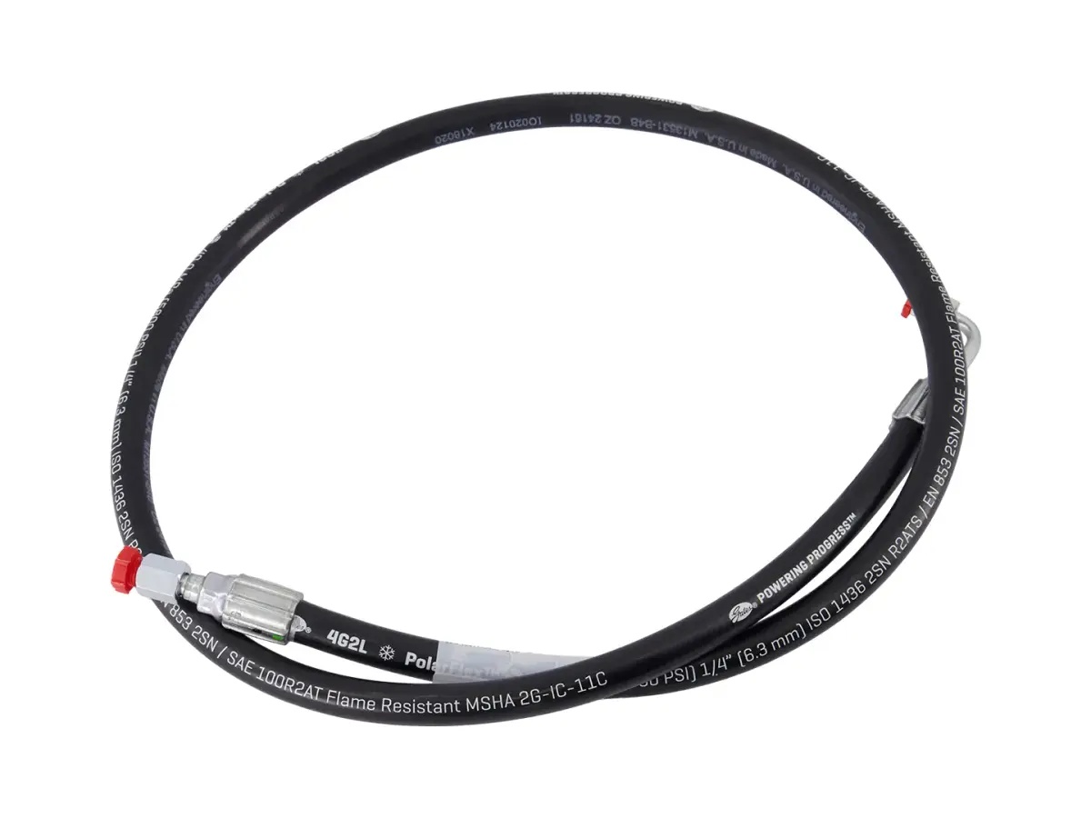 JLG Part # 1001140456 | HOSE ASSY,1/4 X 52 STR X 90DS, EA