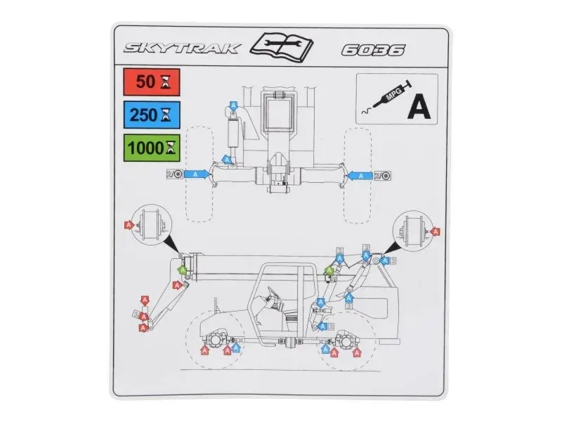 JLG Part # 1001191992 | DECAL,LUBRICATION CHART 6036, EA