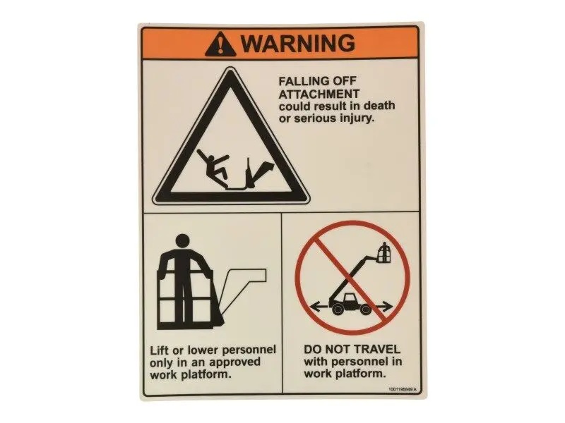 JLG Part # 1001195849 | DECAL,CARRY PERSONNEL, EA