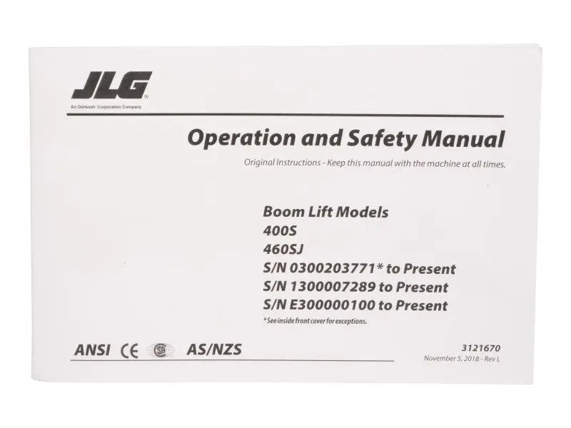 JLG Part # 3121670 | 400S GBL OPER/SAFE, EA
