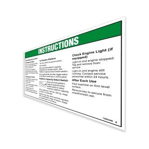 Genie Lift Part # 1262346GT - DECAL, OPERATING INSTRUCTIONS, S60TX, EA