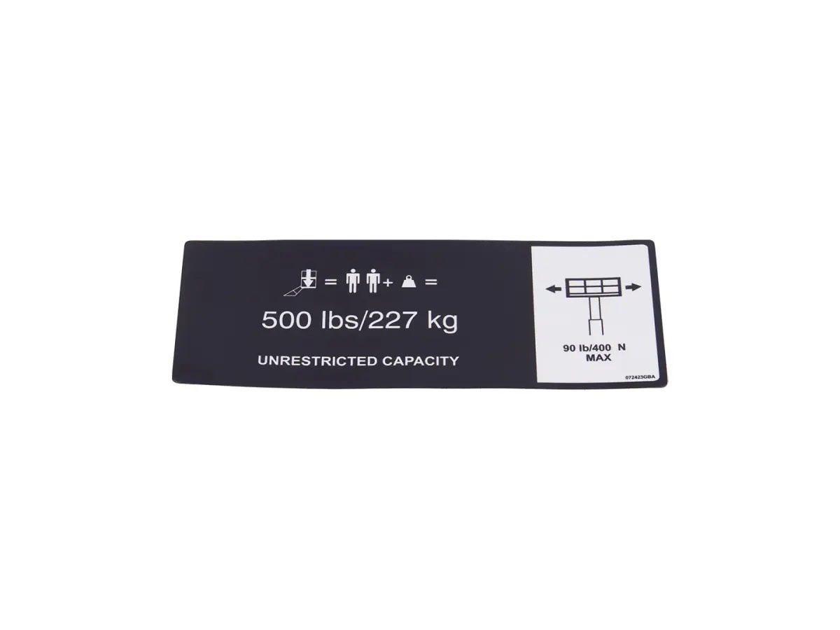 JLG Part # 072423GB | DECAL, CAPACITY, EA