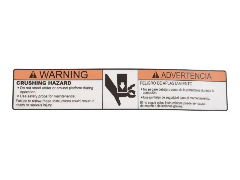 JLG Part # 1001215754 | DECAL,CRUSHING HAZARD, EA
