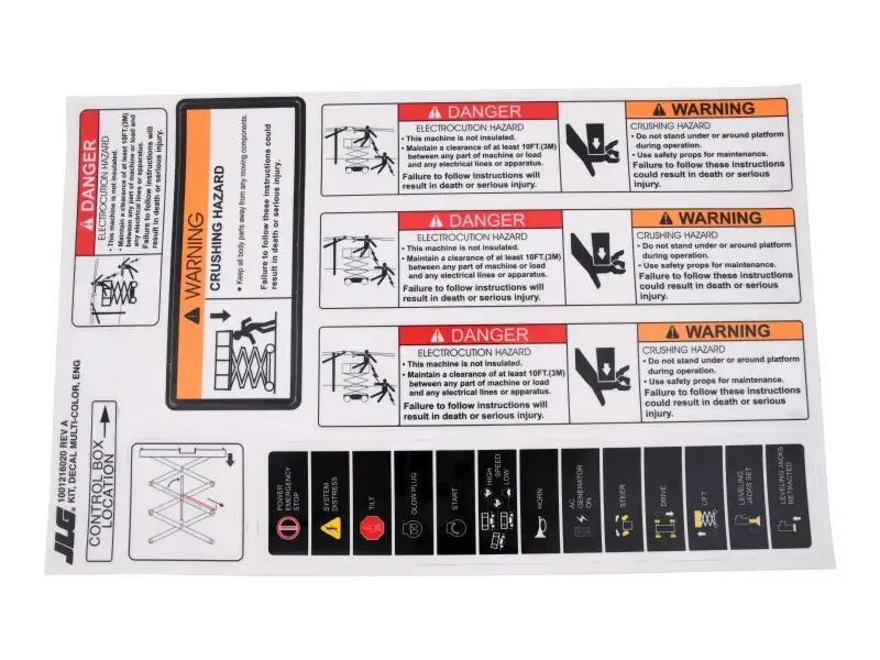JLG Part # 1001216020 | KIT,DECAL MULTI-COLOR (ENG), EA