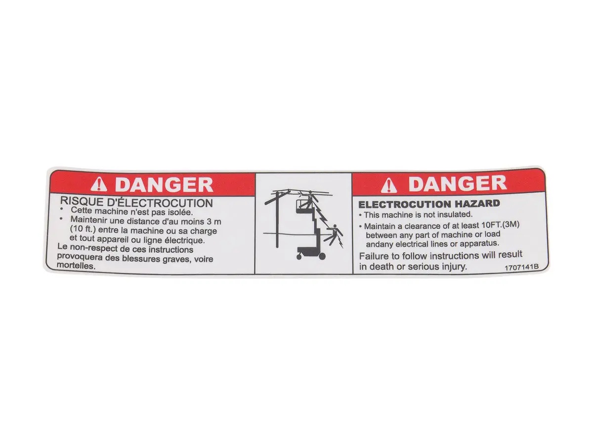 JLG Part # 1707141 | DECAL,DANGER ELECT. FRE/ENG, EA