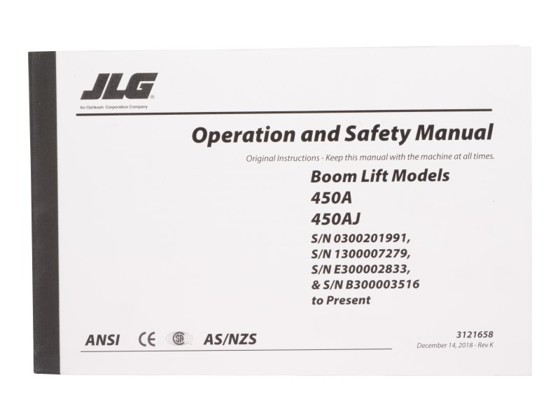 JLG Part # 3121658 | MNL 450AJ GBL OPER/SAFETY, EA