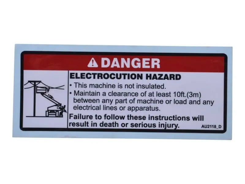 JLG Part # AU2118 | DECAL, ELECTROCUTION HAZARD, EA