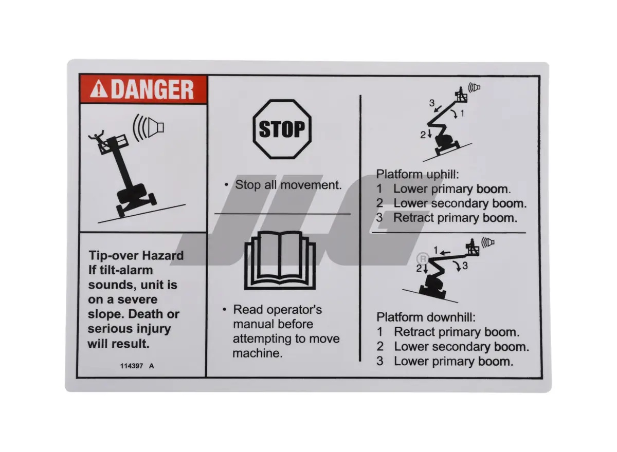 JLG Part # GN114397GT | GN-DANGER,TILT ALARM, EA