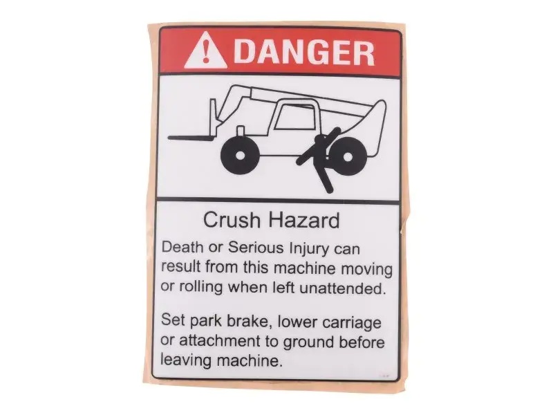 JLG Part # GN2-1299 | GN-DECAL, CRUSH HAZ, PARK BR, EA