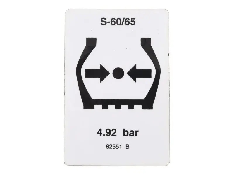 JLG Part # GN82551GT | GN-DECAL,TIRE PRESSURE S60, EA