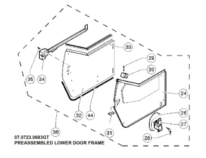 Genie Lift Part # 07.0723.0683GT - PREASSEMBLED LOWER DOOR FRAME, EA