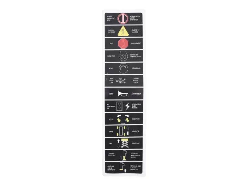 JLG Part # 1001203075 | DECAL,LEGEND (ENG,FRE), EA