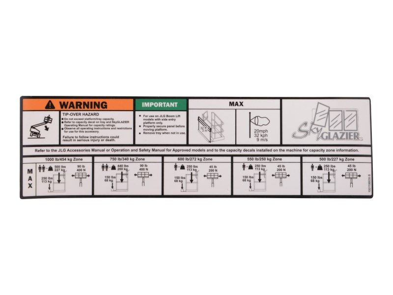 JLG Part # 1001199035 | DECAL,DECAL,SKYGLAZIER CAP, EA