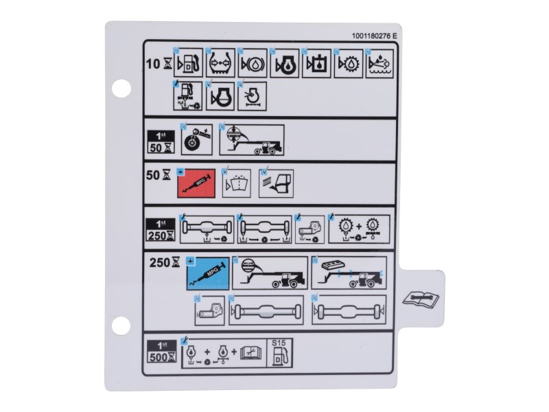 JLG Part # 1001180276 | DECAL,MAINTENANCE CHART, EA