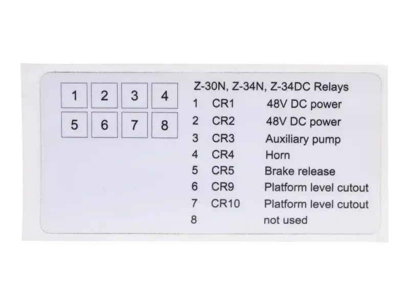 JLG Part # 114224 | GN-DECAL, RELAYS, EA