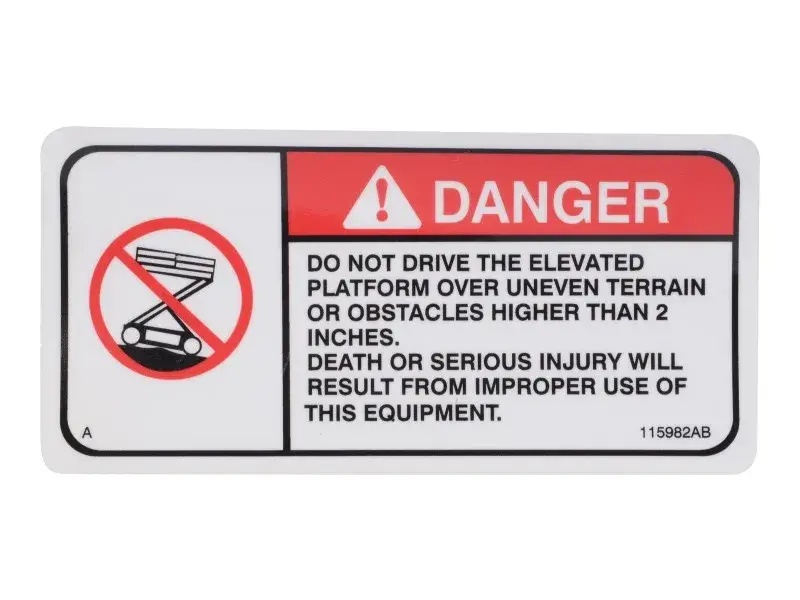 JLG Part # 115982SJ | SJ-DECAL, DANGER DRIVE ELEV, EA