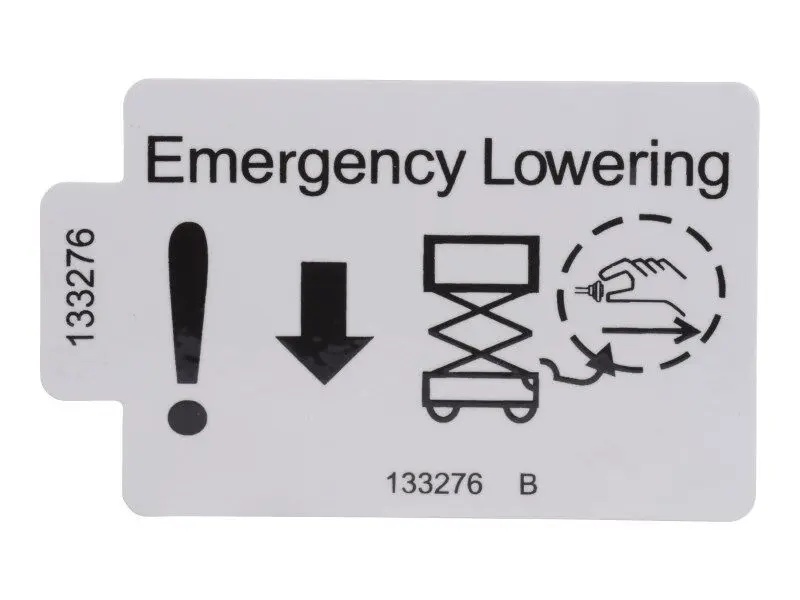 JLG Part # 133276GN | GN-DECAL,EMERGENCY LOWERING, EA