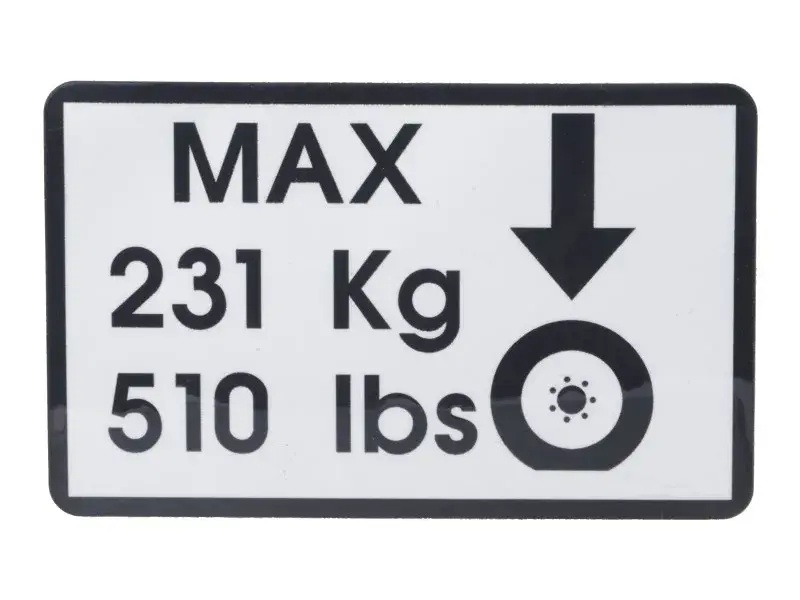 JLG Part # 1706573 | DECAL,MAX TIRE LOAD(19AMI), EA