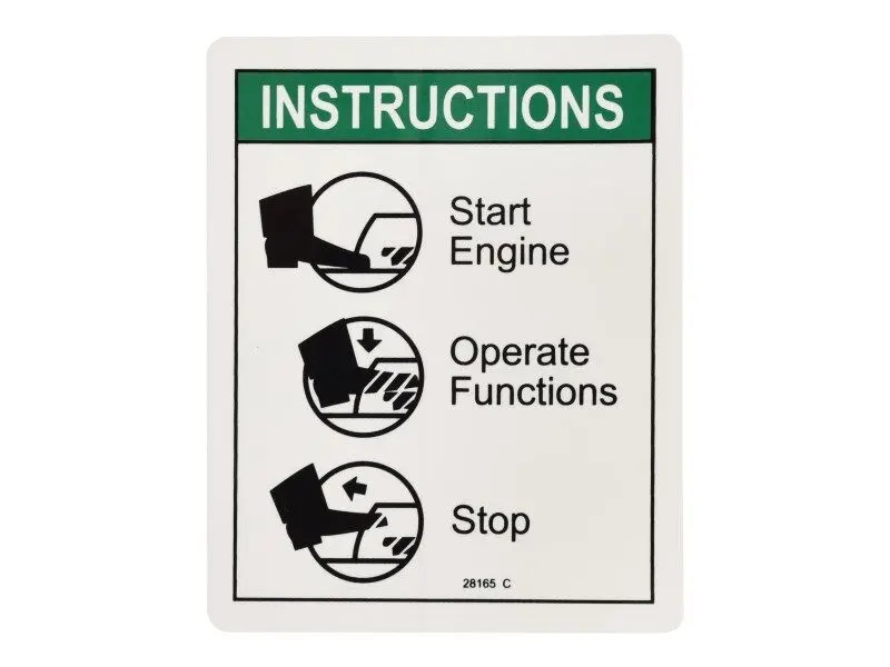 JLG Part # 28165GTGN | GN-INSTRUCT FOOTSWITCH OPER, EA