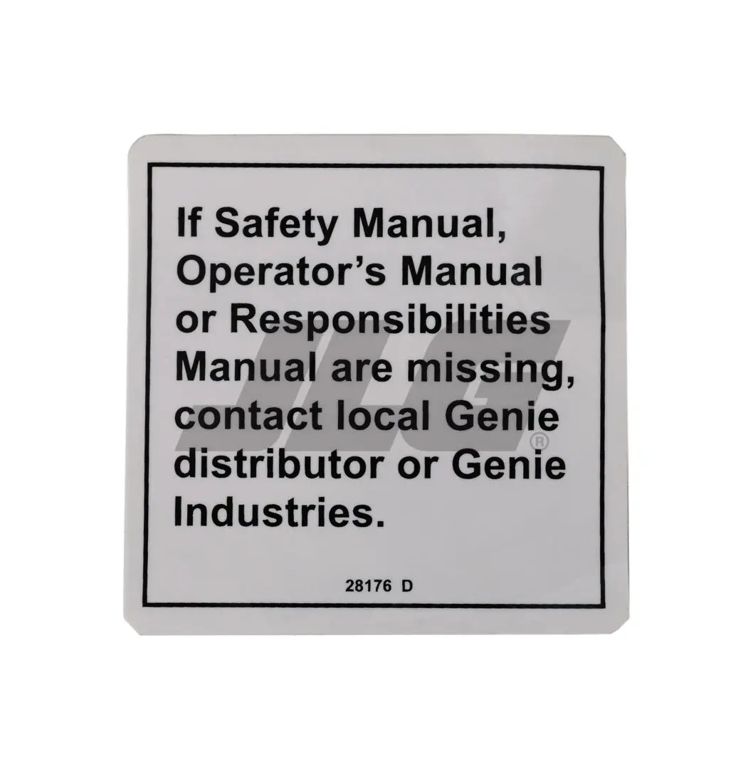 JLG Part # 28176GT | GN-LABEL,MANUAL NOT HERE, EA