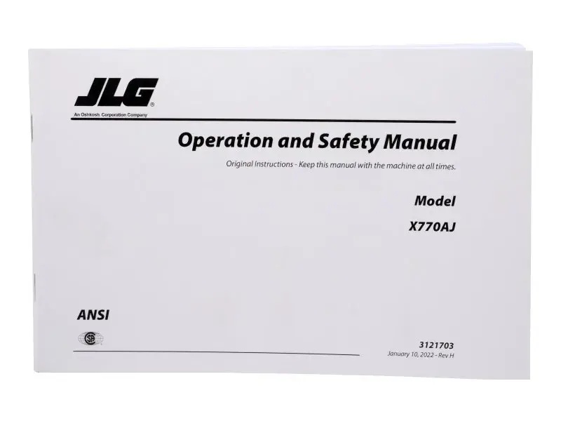 JLG Part # 3121703 | MNL, X770AJ OPERATOR/SAFETY, EA