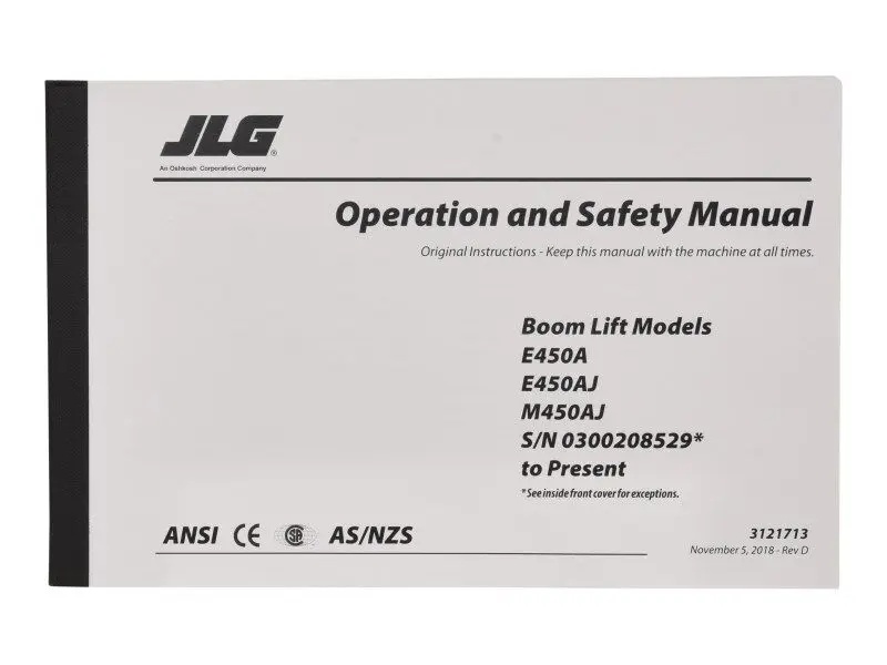 JLG Part # 3121713 | E/M450 GBL OPS/SAFE SN208529>, EA