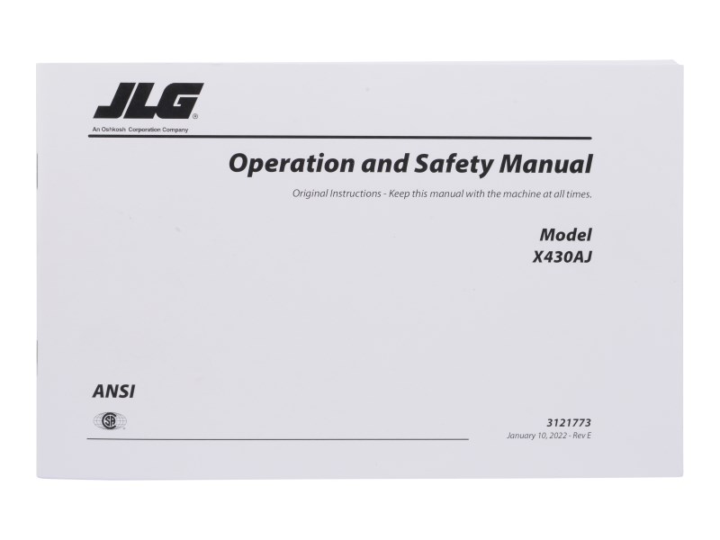 JLG Part # 3121773 | MNL, X430AJ OPERATOR/SAFETY, EA